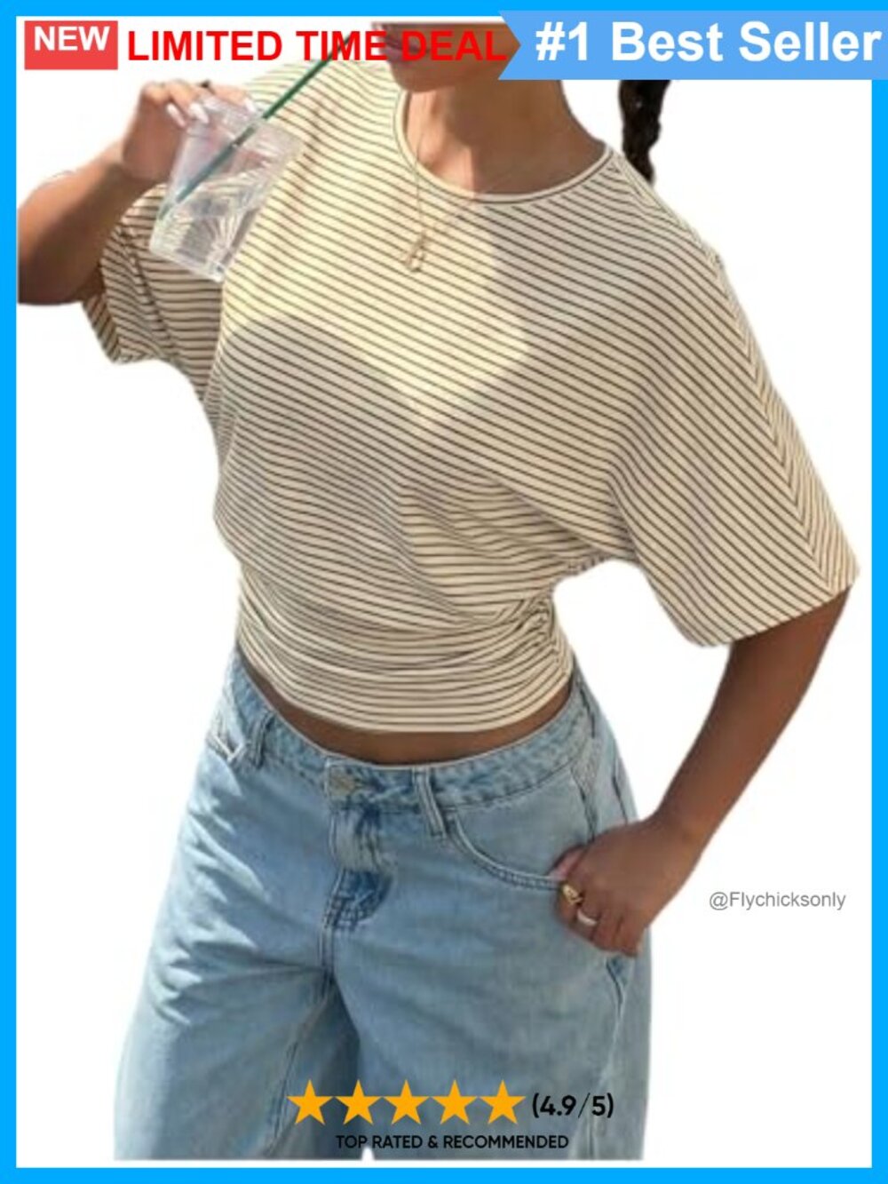 Striped Dolman Sleeve Cinched Waist Ruched Top Casual T-Shirt